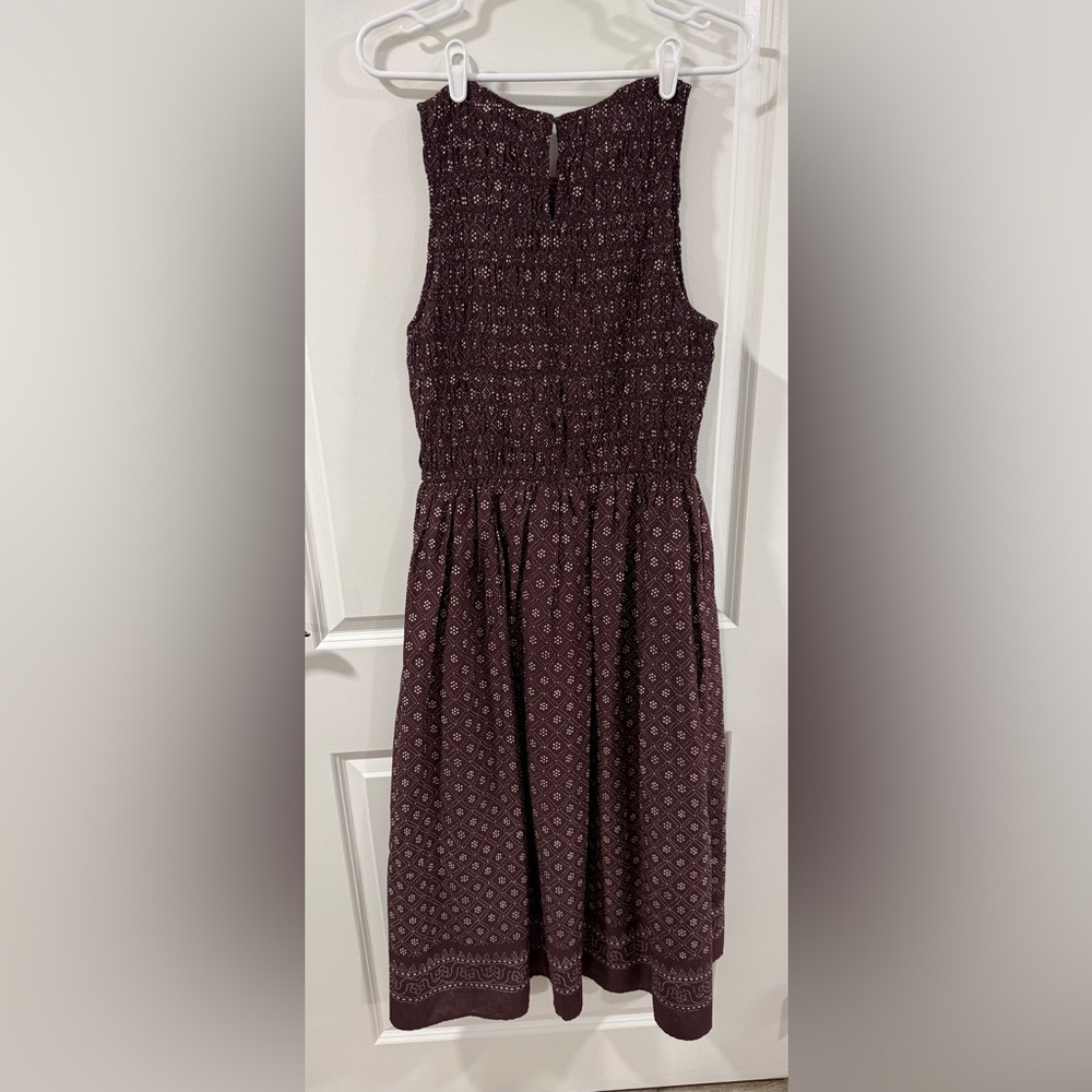 NWT Madewell Melody Smocked Midi Dress M Dusty Plum Cotton Pockets - Picture 5 of 16